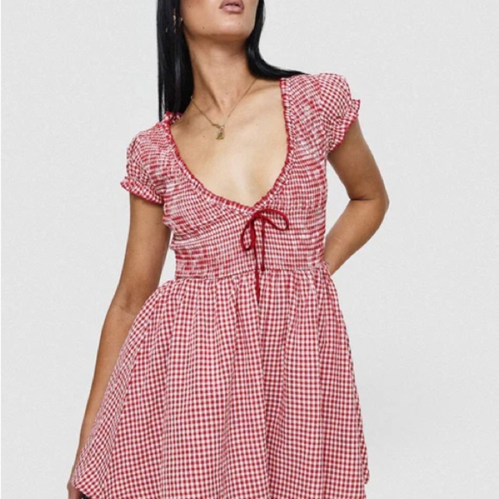Princess Polly Red Wescott Gingham Playsuit Red / White Smocked Mini Romper